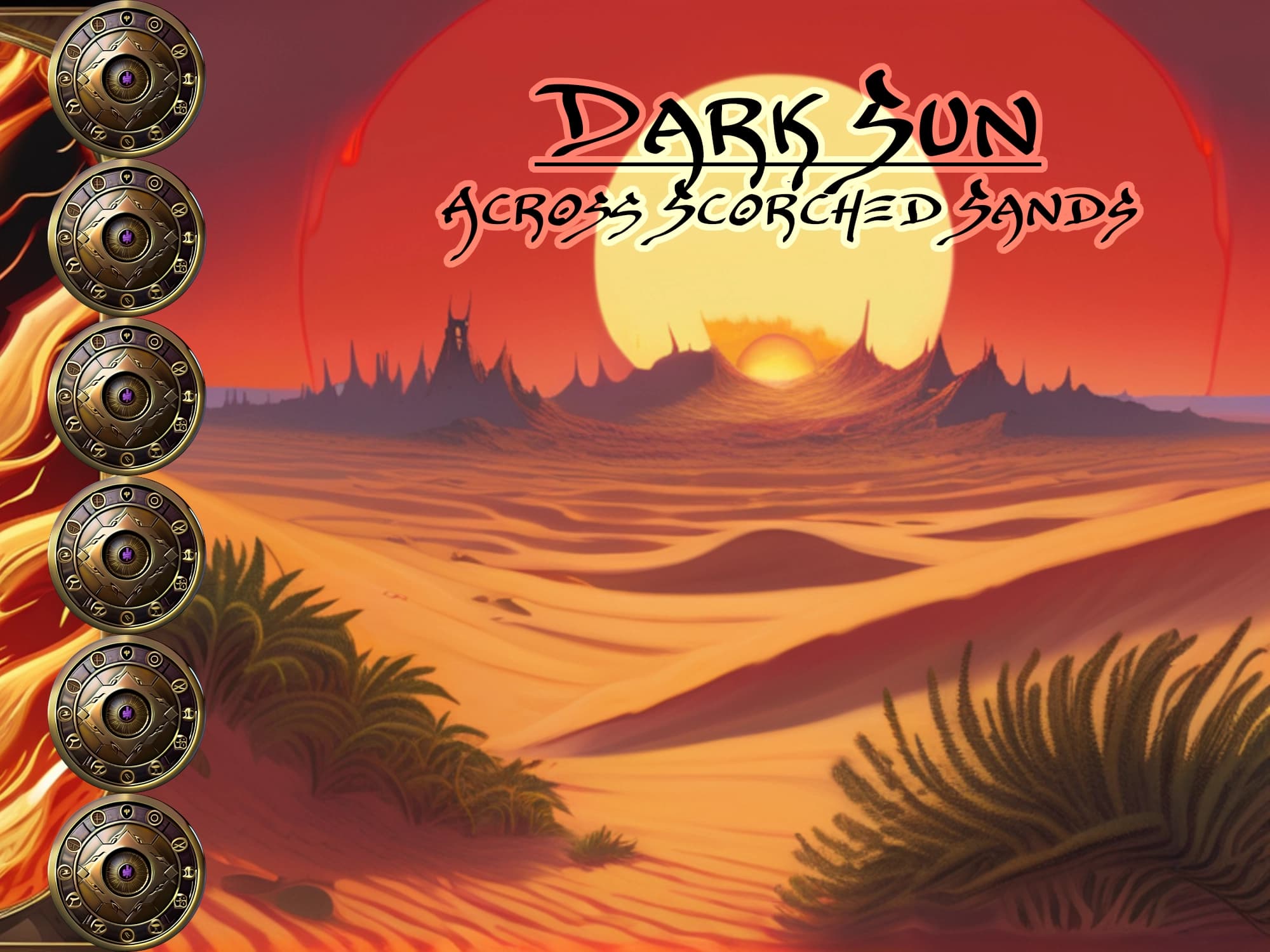 Artwork for Across Scorched Sands, an online Pathfinder 2e tabletop role-playing game
